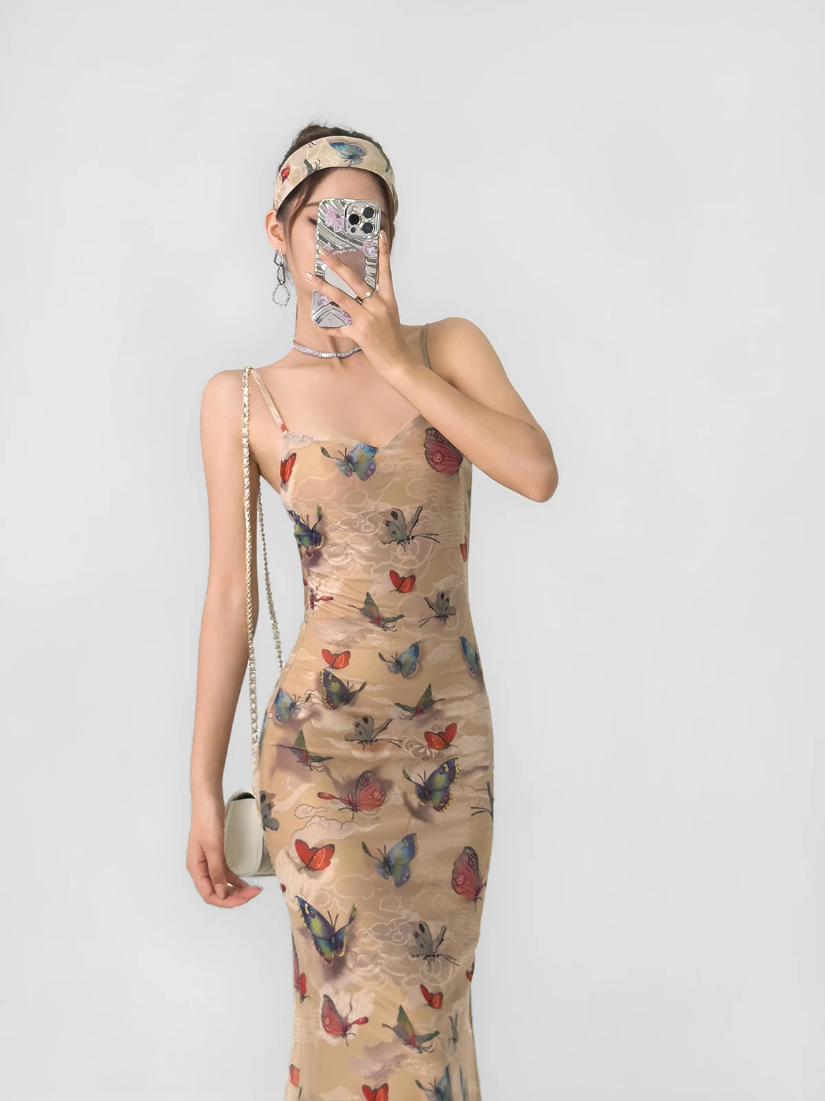 Женское Сетчатое платье рыбий хвост длинное в китайском стиле ретро с высокой