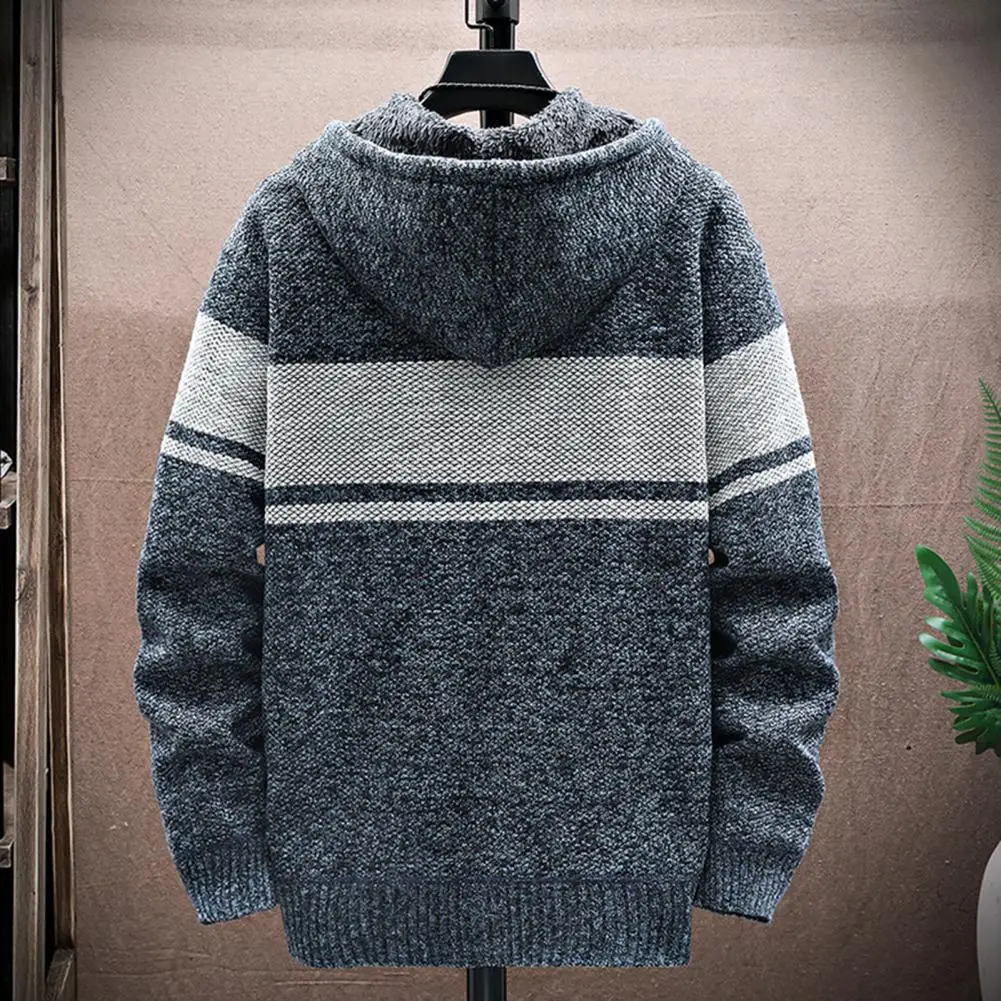 

Popular Men Jacket Loose Autumn Winter Men Hooded Coat Thickened Plush Jacket