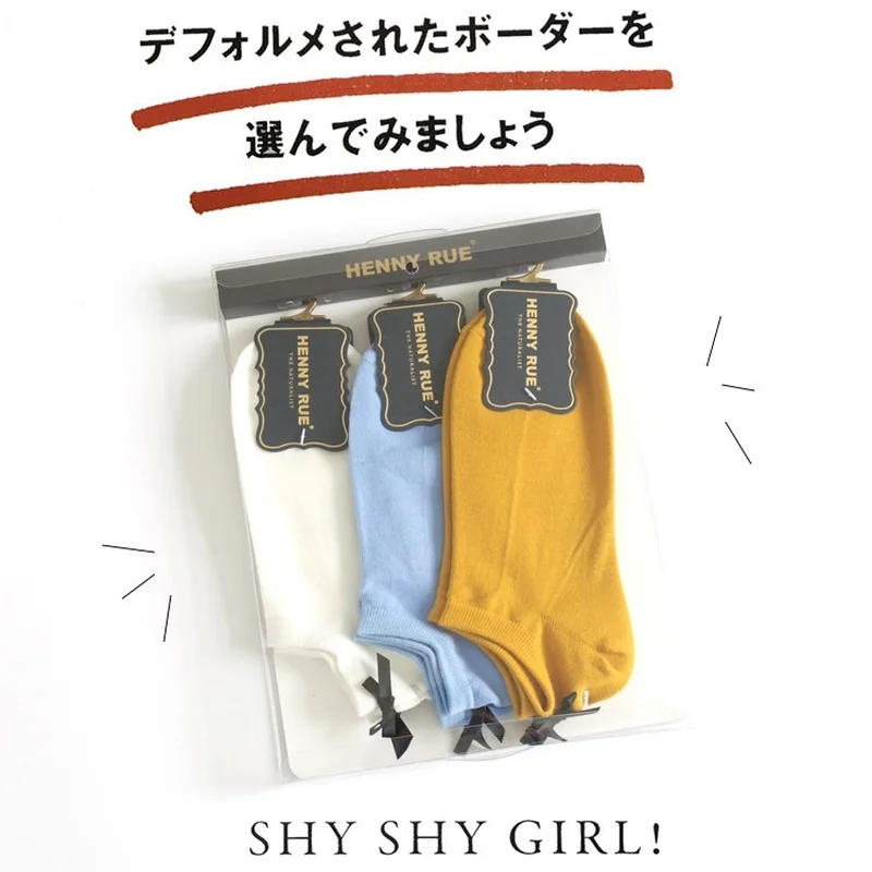 3pairs HENNY RUE cotton socks lady stealth comfortable high quality boat socks spring and summer boat Ankle socks gift 1721