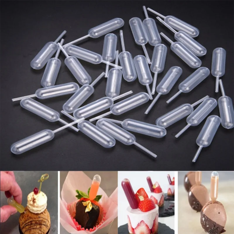 

50pcs/set Ice Cream Jelly Milkshake Droppers Dropper For Cake Disposable Transfer Pipettes Dropper Cupcake Dessert Baking Tools