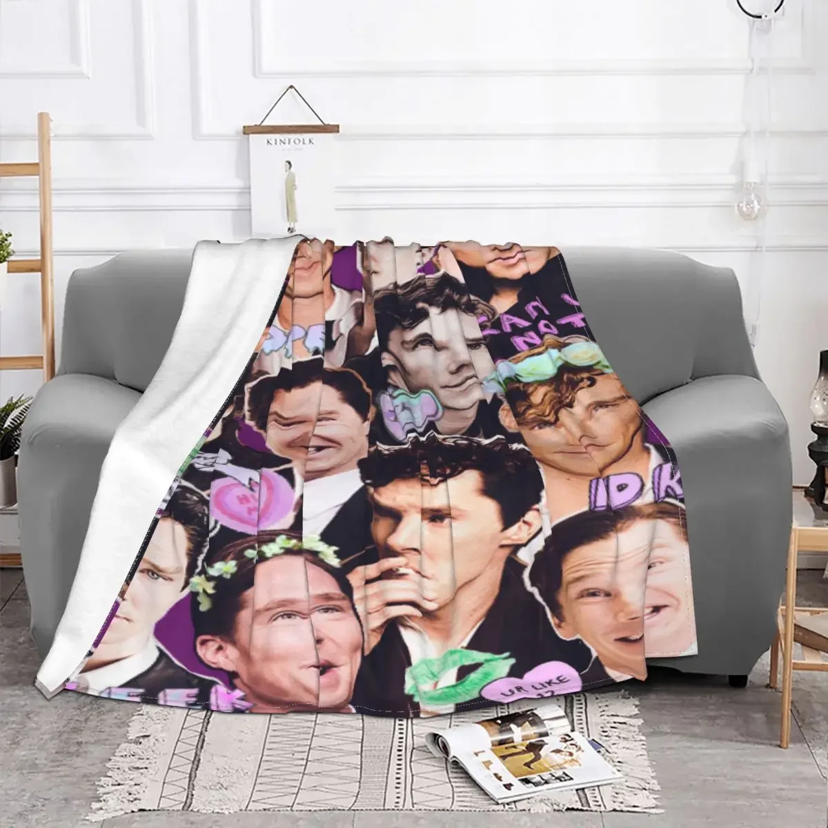 Покрывало на колено для спальни с коллажем 354