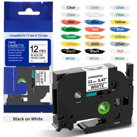 Лента для ламинирования этикеток 6-24 мм, совместимая с TZE231 TZE241 TZE131 TZE631 для Brother P-Thoch PT-H110 PT-210D PT-E550W PT-710BT