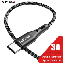 USLION 3A USB C타입 케이블, 휴대폰 고속 충전 데이터, 샤오미 13, 12 프로, 삼성 S23, 포코 X5, 레드미 OPPO용, Mirco C타입 코드
