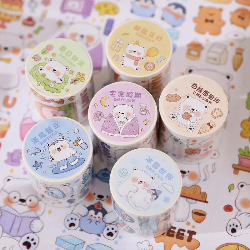 

Cute Polar Bear Diary Masking Washi Tape cartoon animals Decorative Adhesive Tape Diy Scrapbooking Sticker Label Stationery