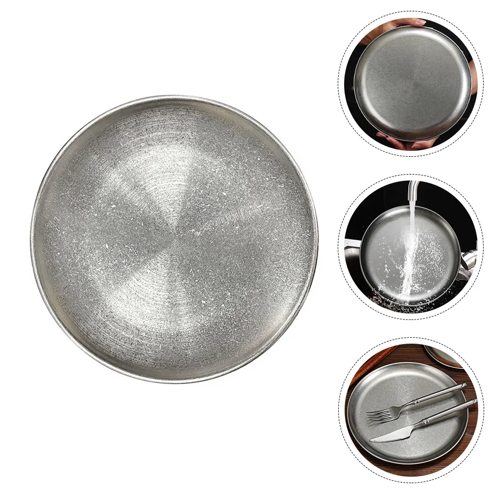 

Trayplate Serving Plates Steel Stainless Metal Dish Dishes Dining Centerpiece Dinner Table Bbq Trays Round Pan Platter Steak