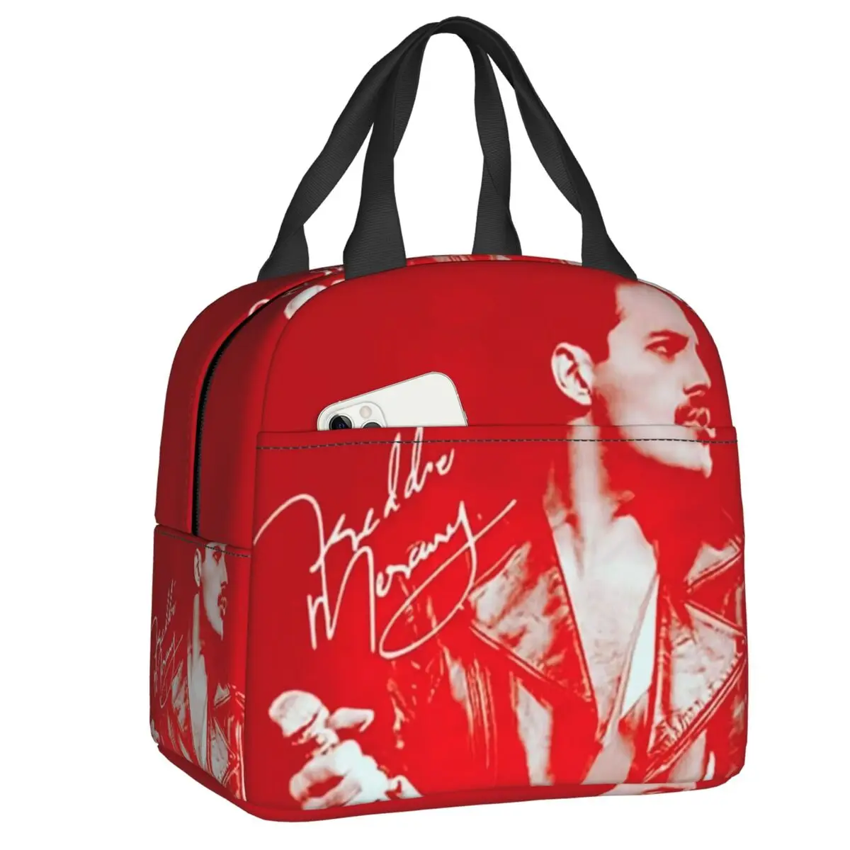 

British Rock Band Singer Freddie Mercury Insulated Lunch Bags for Camping Travel Portable Thermal Cooler Bento Box Women Kids