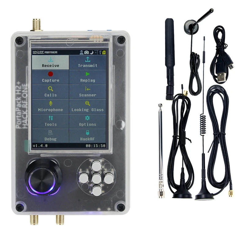 

For HackRF One and PortaPack H2 2 in 1 0.5Ppm TXCO SDR Raido with Plastic Shell Battery Inside Assembled Antenna