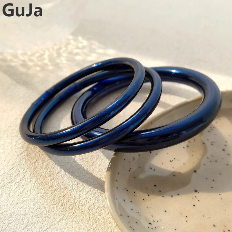 

Fashion Jewelry High Quality Plastic Tube Inner Silicone Bracelet For Women Accessories Elegant Temperament Soft Blue Bangle