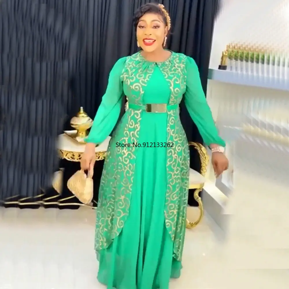 

Платье макси в африканском стиле для женщин, абайя 2023, Дашики, пэчворк, плиссированная африканская одежда, большой размер, африканская одежд...