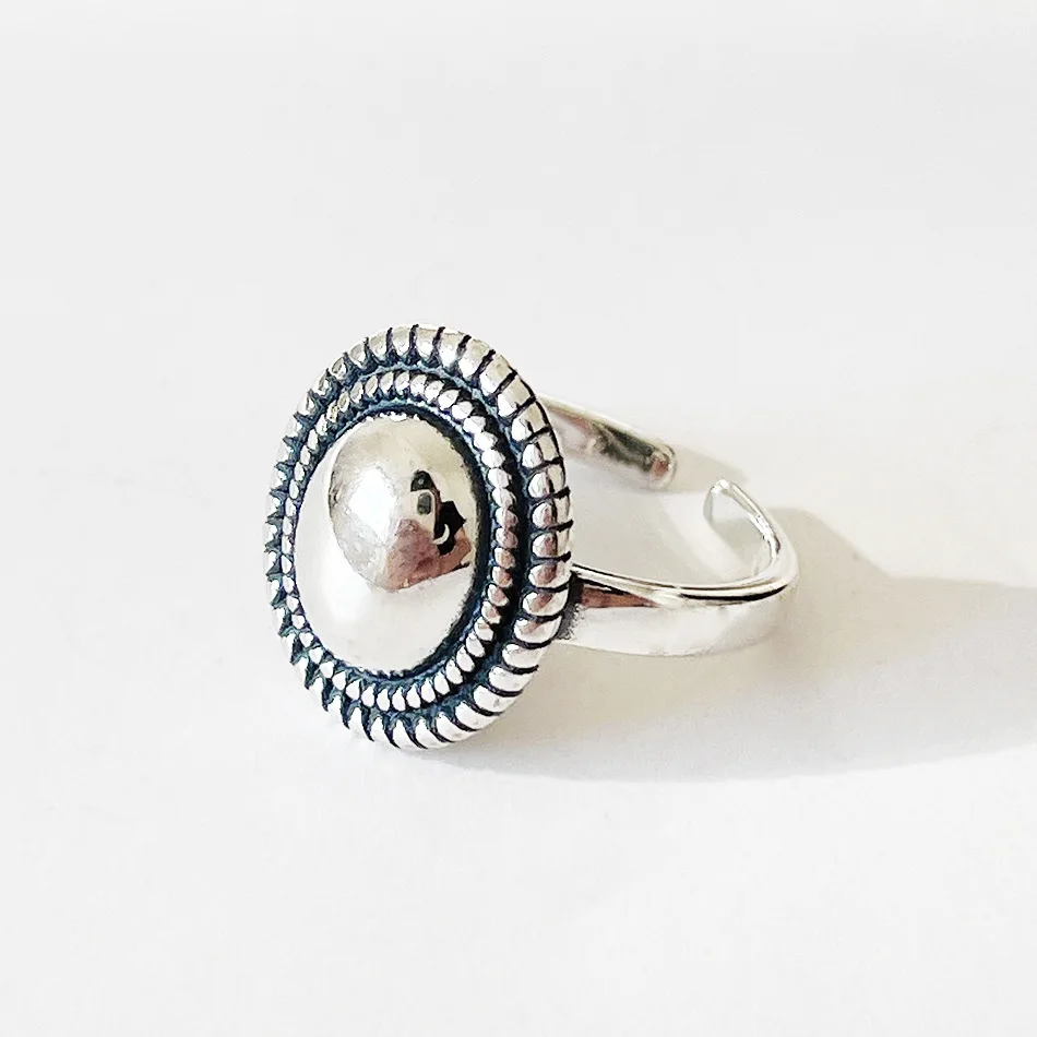 

Kinel Vintage 925 Sterling Silver Original Certified Mirror Finger Ring For Women Simple Classic Jewelry Accessories