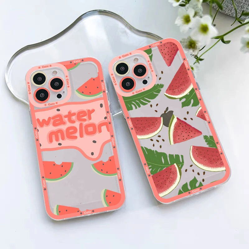 

YNDFCNB Watermelon Phone Case For IPhone 11 12 13 14 Mini Pro Max XR X XS TPU Clear Case For 8 7 6 Plus SE 2020