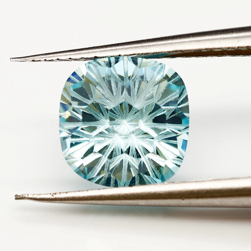 Фото Новый кубический цирконий L-Aquamarine с огранкой «кушон» и пиротехническим эффектом, свободный камень для изготовления ювелирных изделий, цветные синтетические камни №5