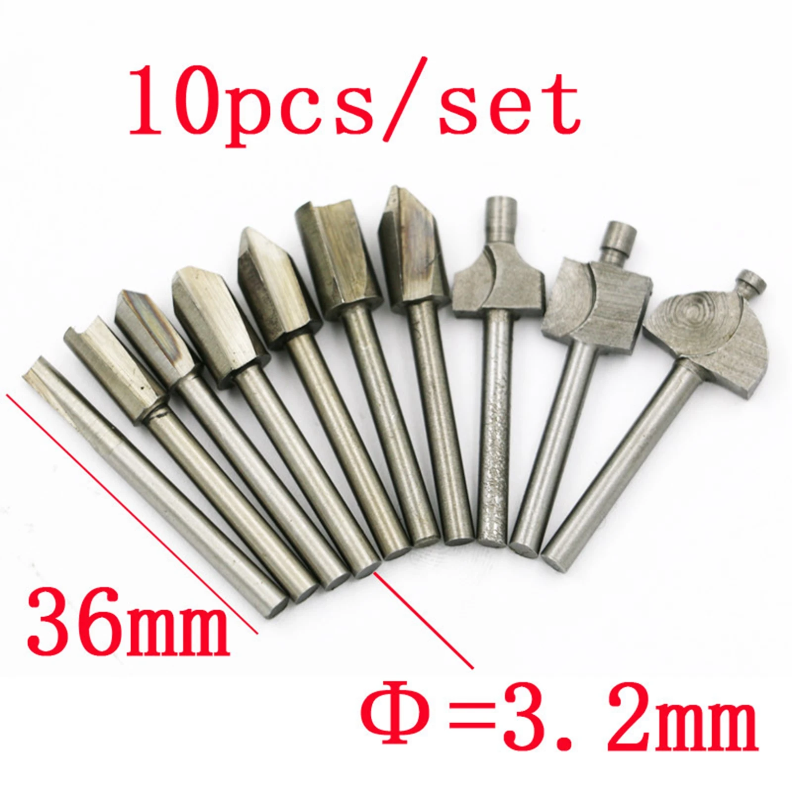 

10pcs/set Bits Wood Cutter Milling Fits Dremel Rotary Tool Set HSS 1/8 Inch Woodworking Router Bits for Rotary DIY Tools