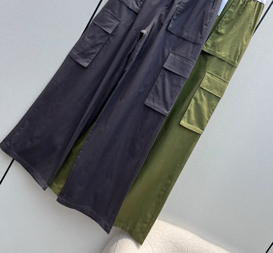 141717  Fashion Classic Trendy Luxury Designer cloth  Spring / summer Cool American Wide Leg Cargo Pants Female