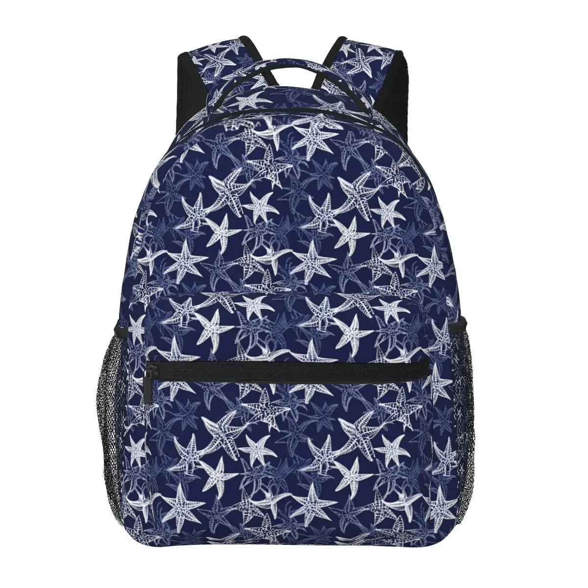 

White Starfish Backpack Boy Girl Sea Creature Print Breathable Backpacks Polyester Casual School Bags Camping Designer Rucksack