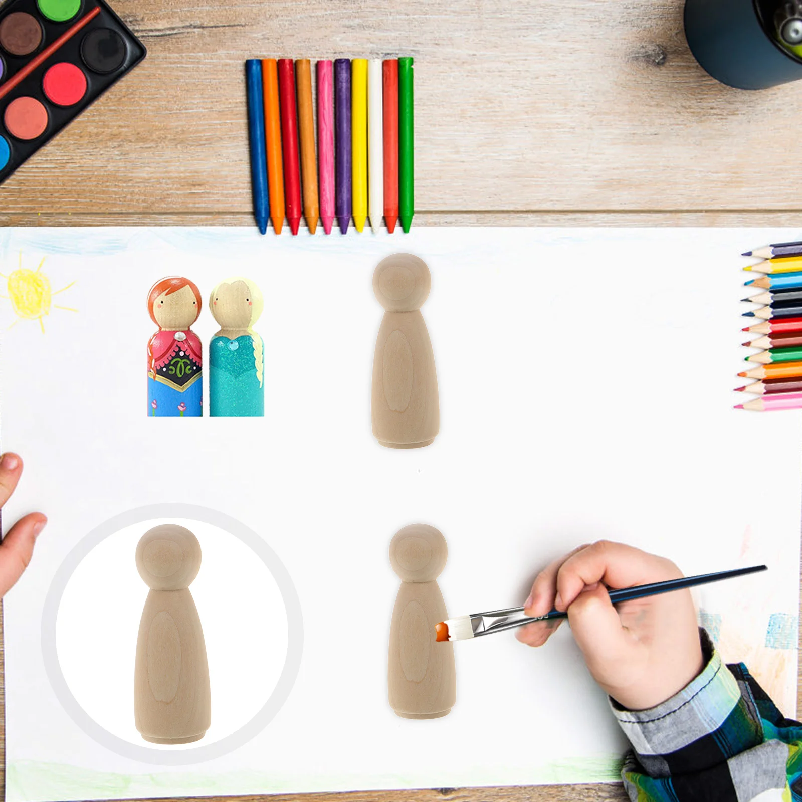 10 шт. деревянные тела кукольные игрушки незавершенные куклы кулон цвет люди