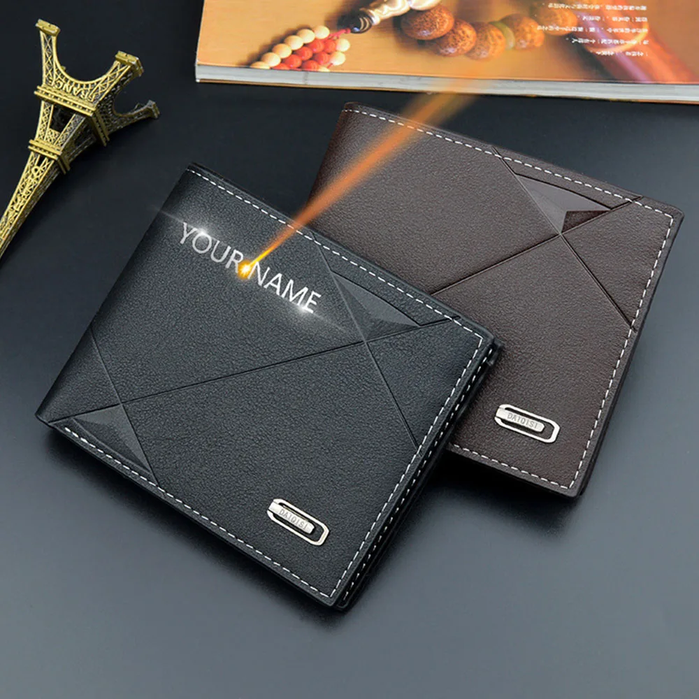 Short Men Wallets Clutch Slim Card Holder Zipper Coin Pocket Mens Print Wallet New Fashion Brand Photo Holder Small Male Purses