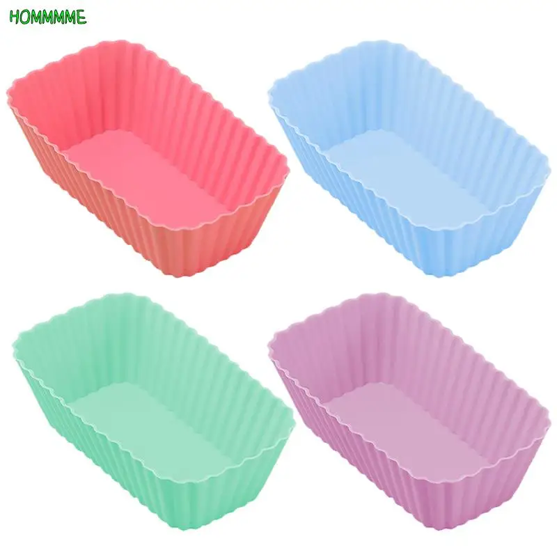 

1/4Pcs Silicone Rectangular Reusable Cake Molds Jelly Baking Mould Cupcake Maker Muffin Cup Kitchen Pastry Tool