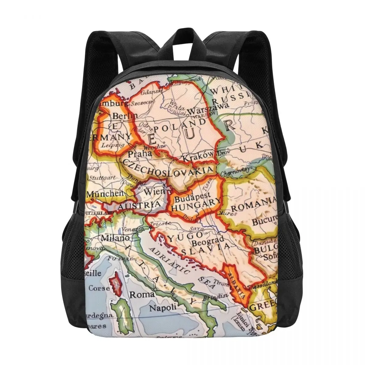 

Map Of Europe Backpack Student Vintage Print Lightweight Backpacks Polyester Kawaii High School Bags Travel Designer Rucksack