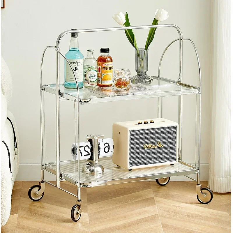 Фото Для Lamunlicher Glas-Beistelltisch Moderner прозрастер Couchtisch Klappwagen mit Rollen Ecklagerregal Wohn Voibel №5