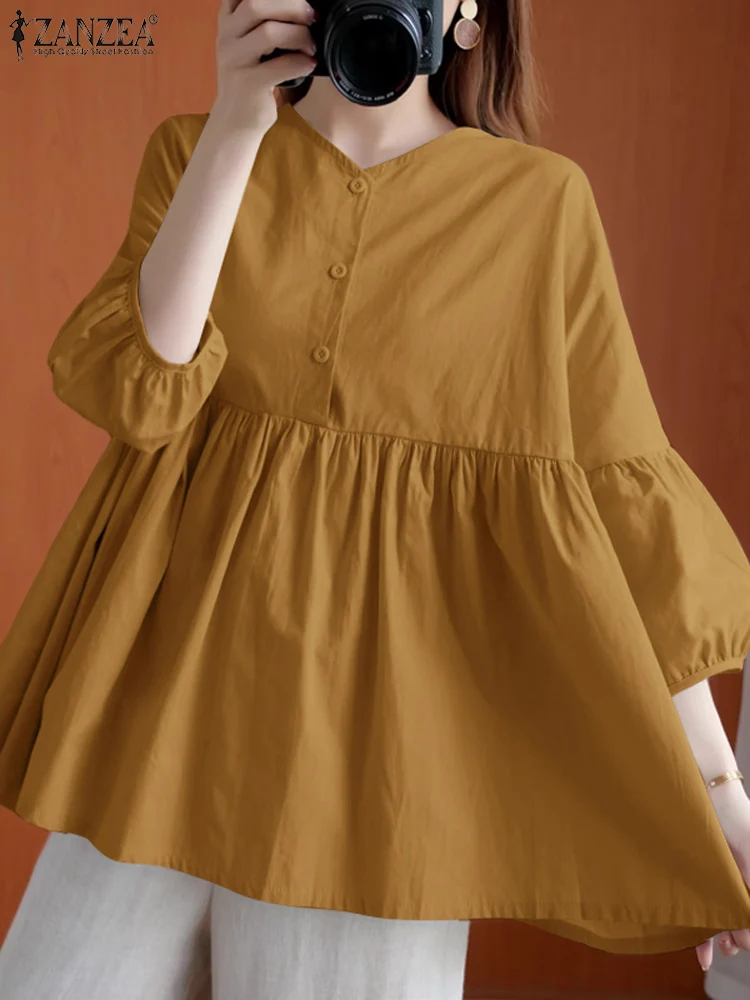 Повседневные элегантные рубашки с рукавами-фонариками 3/4 женские блузки летние и