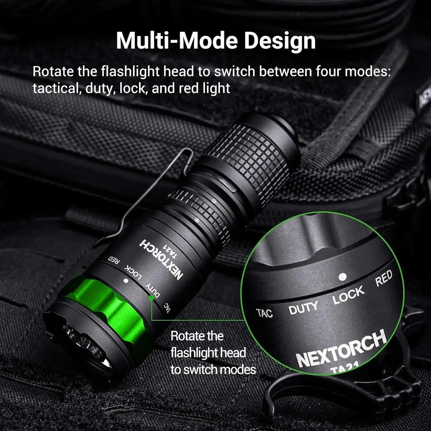 Фото Тактический фонарь NEXTORCH TA21, 1300 люмен, с белым и красным светом, перезаряжаемый №5