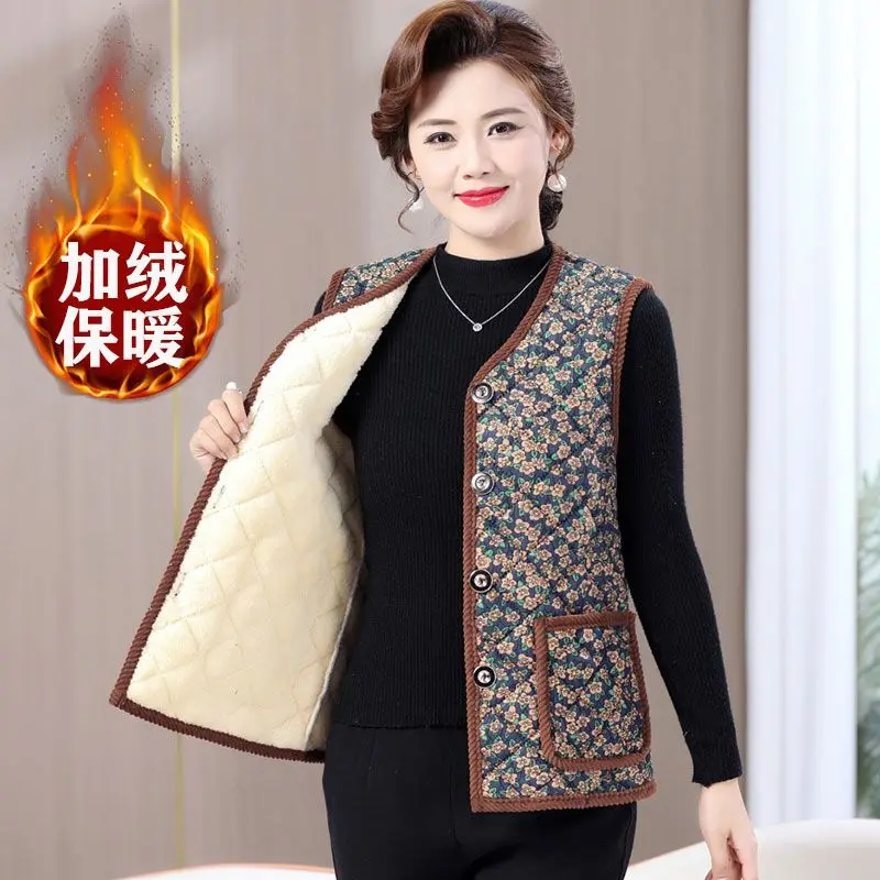 Наряд для мамы осенне-зимний новый кардиган с принтом карманы на пуговицах