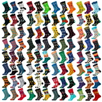 6 pairs of rainbow striped socks woman kawaii printed socks men plus size fashion cotton stockings thigh high socks funny socks