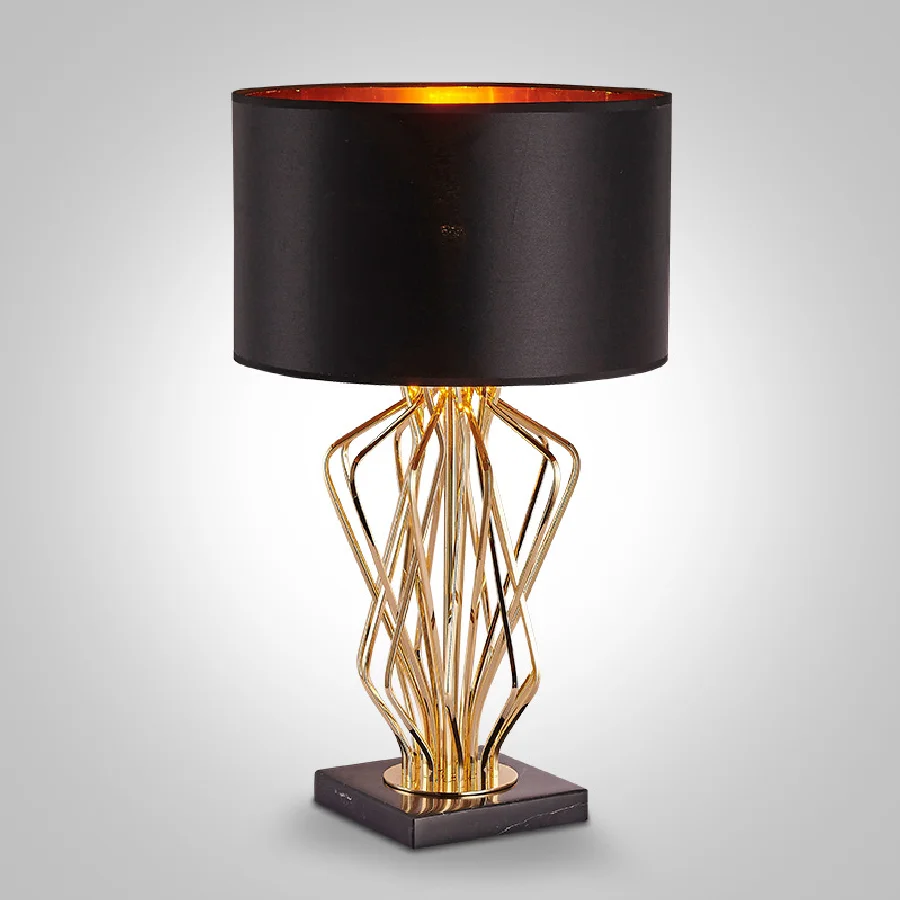 

LukLoy Modern Table Lamp Nightstand Desk Lamp Noble Gold Metal LED Table Light Fabric Lampshade for Bedroom Living Room Study