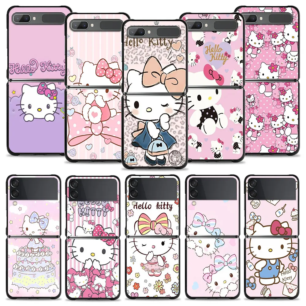 Милый розовый чехол Hello Kitty для телефона Samsung Z Flip3 5G флип-чехол Жесткий Чехол |