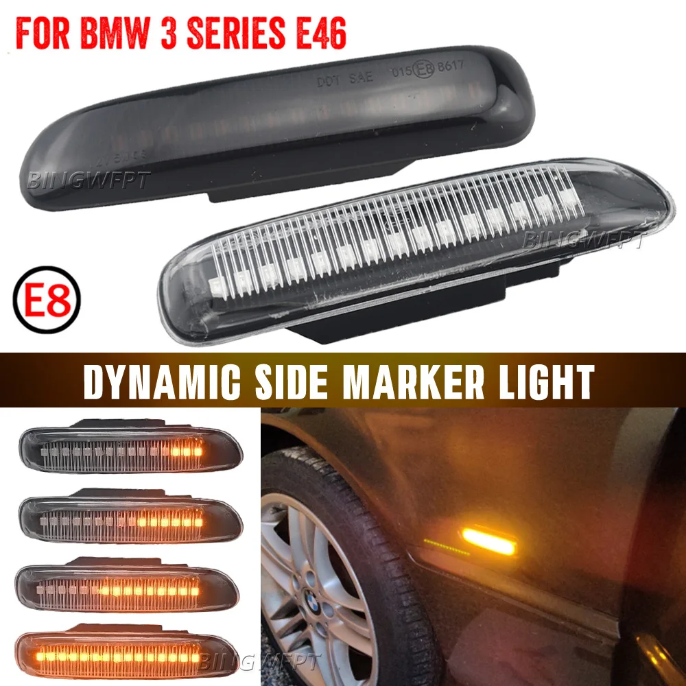 

2PCS LED Turn Signal Side Marker Light For BMW 3 Series E46 Sedan Coupe Wagon Convertible 1997 1998 1999 2000 2001