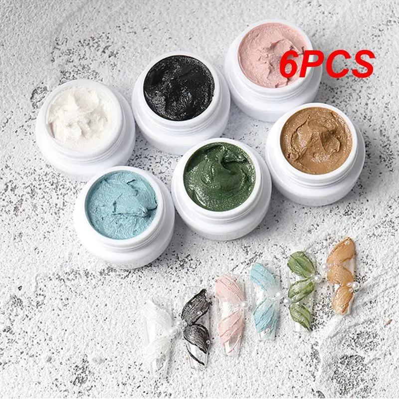 

6PCS 1Jar(8ml) Drawing Gel Nail Plaster Effect 3D Sand Texture No need Top Coat gel Polish 8ML UV Nails polishs Lacquer