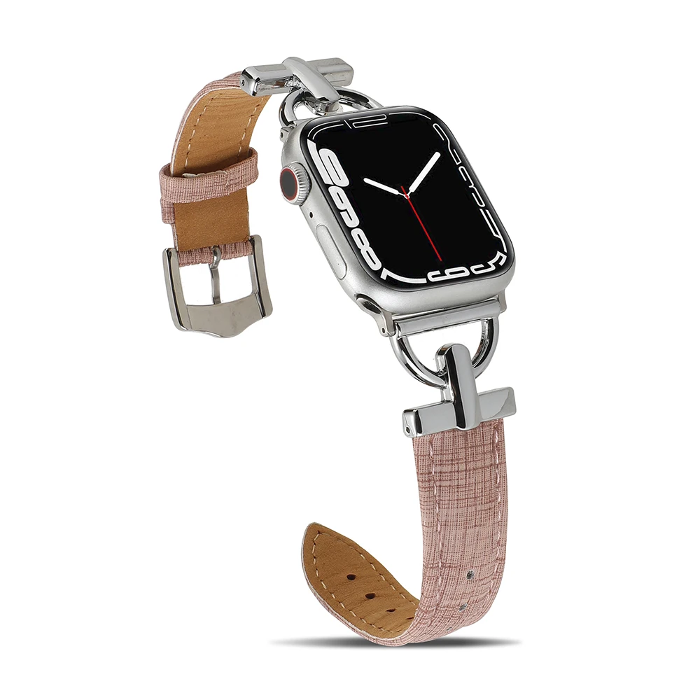 Leather+Metal Strap for Apple Watch 45mm 41mm 44mm 42mm 40mm 38mmClassic Fashion Tree Pattern Bracelet for iWatch Series 87654SE