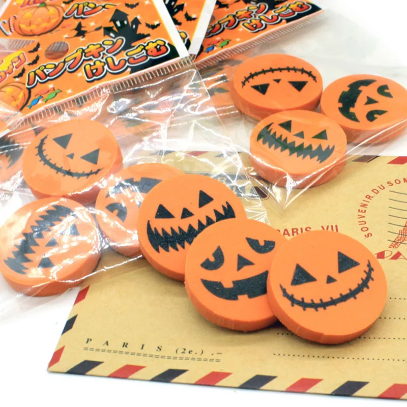 

3 Pcs/pack Novelty Halloween Pumpkin Cute Style Kids Eraser Pencil Rubber Eraser Student Gift Stationery