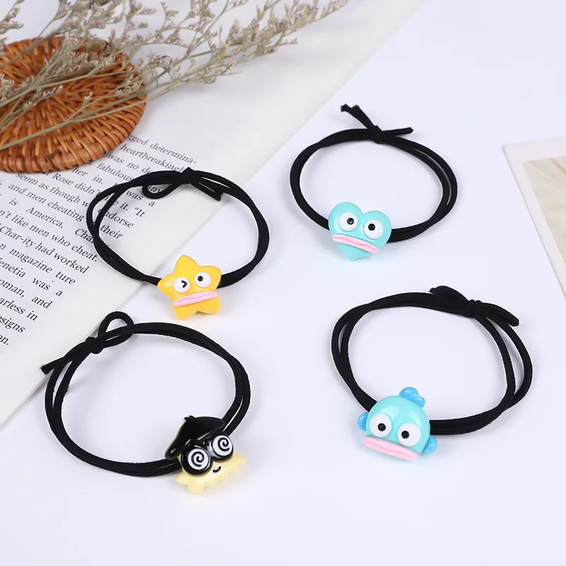 

4 PCS / Set Cartoon Hair Ties Funny Big Mouth Fish Elastic Hair Bands Cute Star Ponytail Hair Ring Girl Hair Accessoires