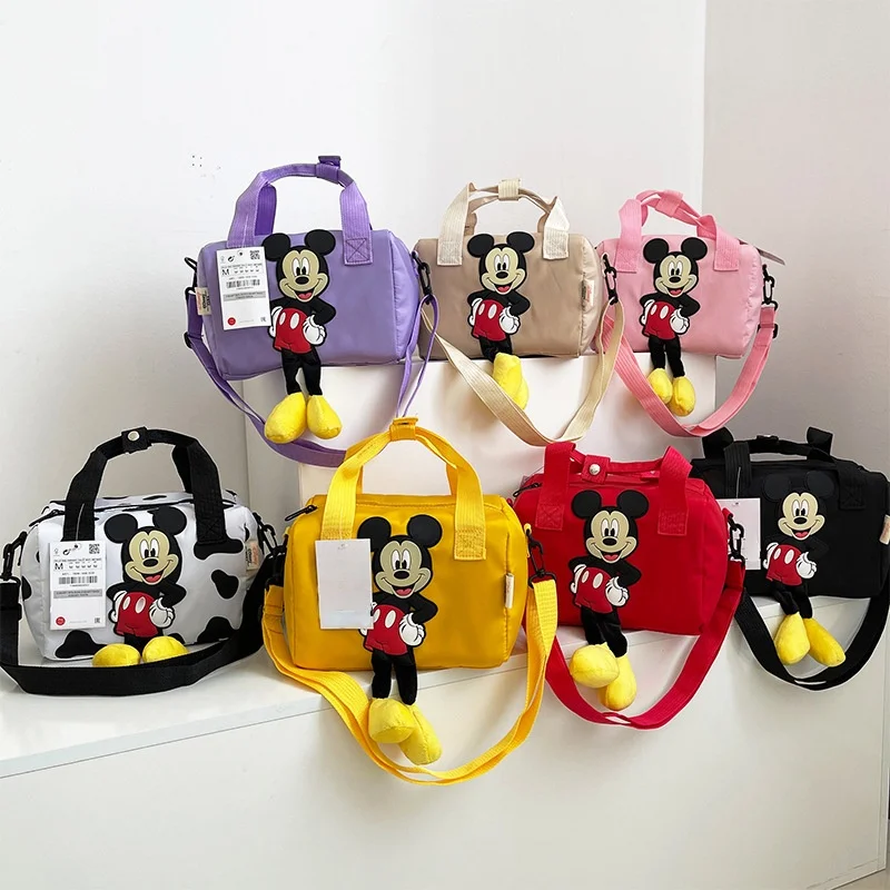 New Portable Bag Cartoon Pattern Bowling Cross-body Bag Girls Fashion Mommy Tote Bag Waterproof Mickey Mouse Messenger Bag 4-12y