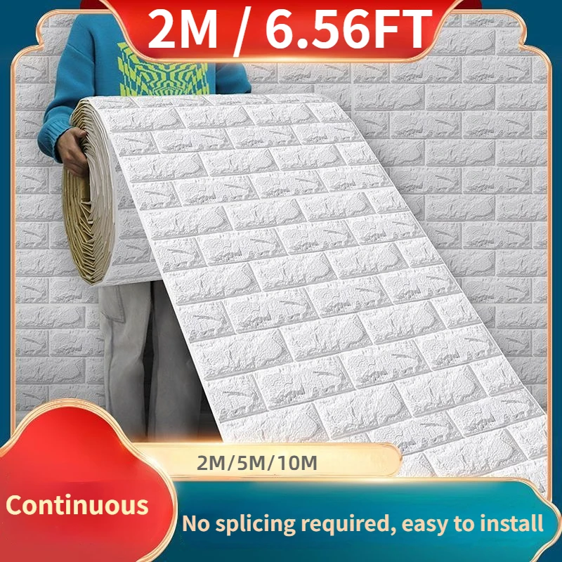 

2/5/10m Long 3D Brick Wall Stickers DIY Decor Self-Adhesive Waterproof Wallpaper For Kids Room Bedroom Kitchen Home Wall Decor