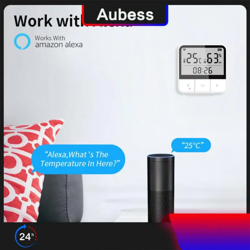 

Внутренний гигрометр с ЖК-дисплеем, умный спасательный датчик температуры и влажности с дистанционным управлением, Wi-Fi детектор термометра