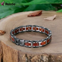 rainso stainless steel bangle bracelet homme for wooden man bracelet healthy care magnetic bracelet viking gifts for male