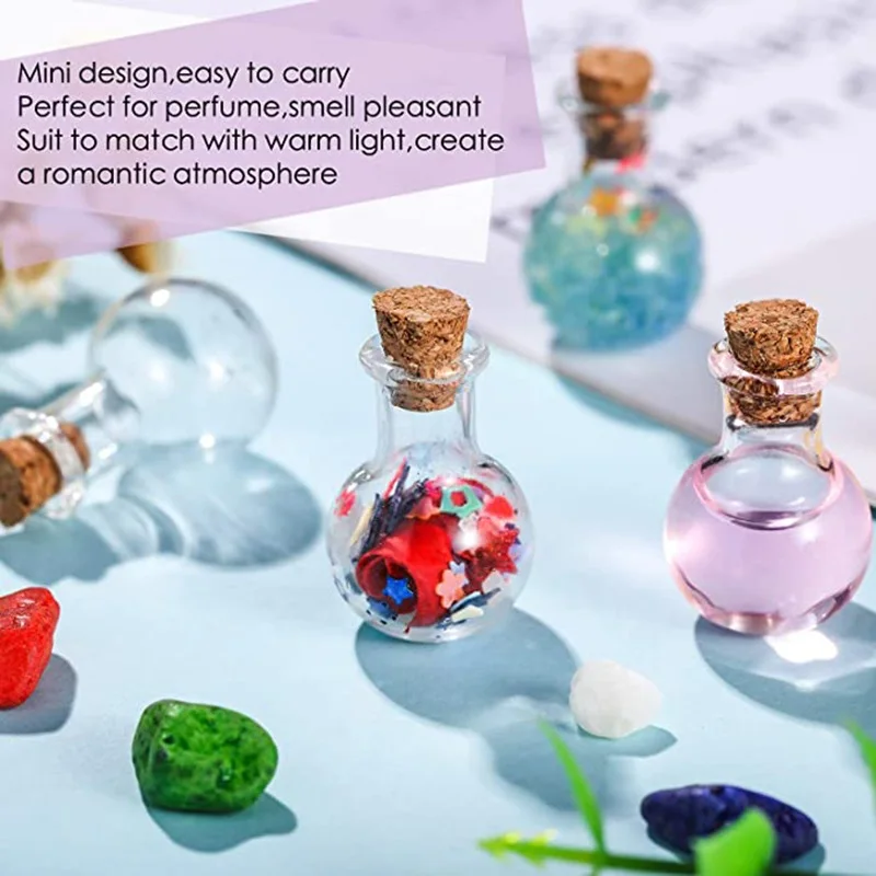

10pcs/pack Mini Transparent Glass Empty Sample Jars Wishing Bottle Empty Storage Vials DIY Pendants Cork Stopper Vials Wedding