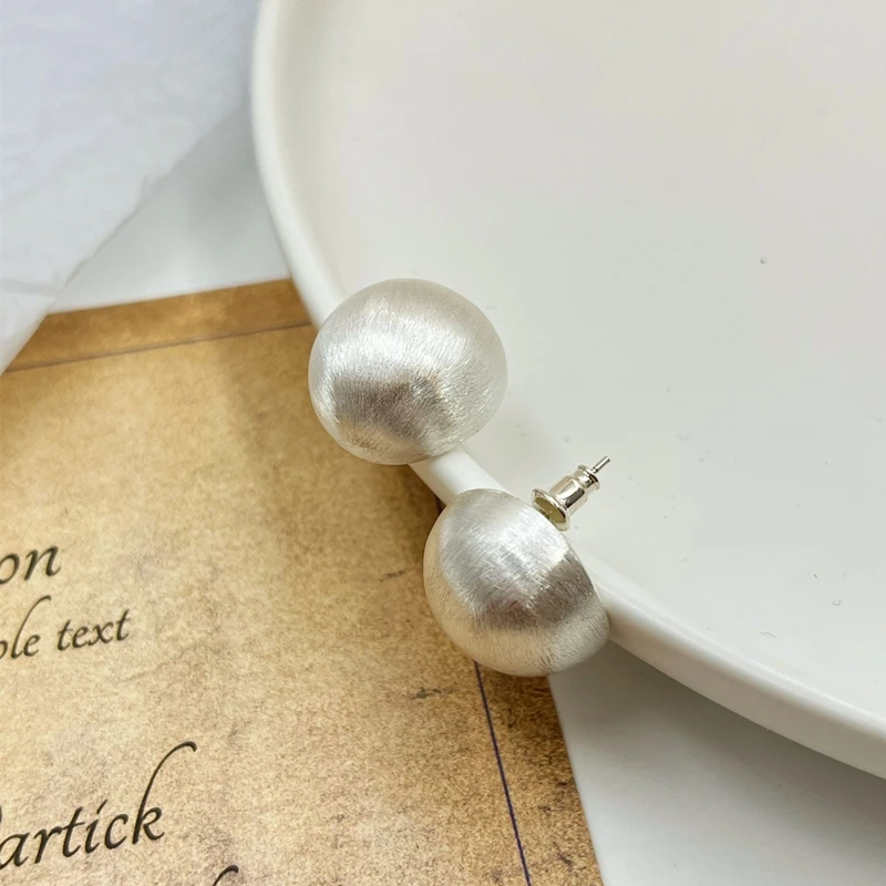 

Brass Half Ball Stud Earrings Women Jewelry Party Boho T Show Gown Runway Rare Korean Japan Trendy