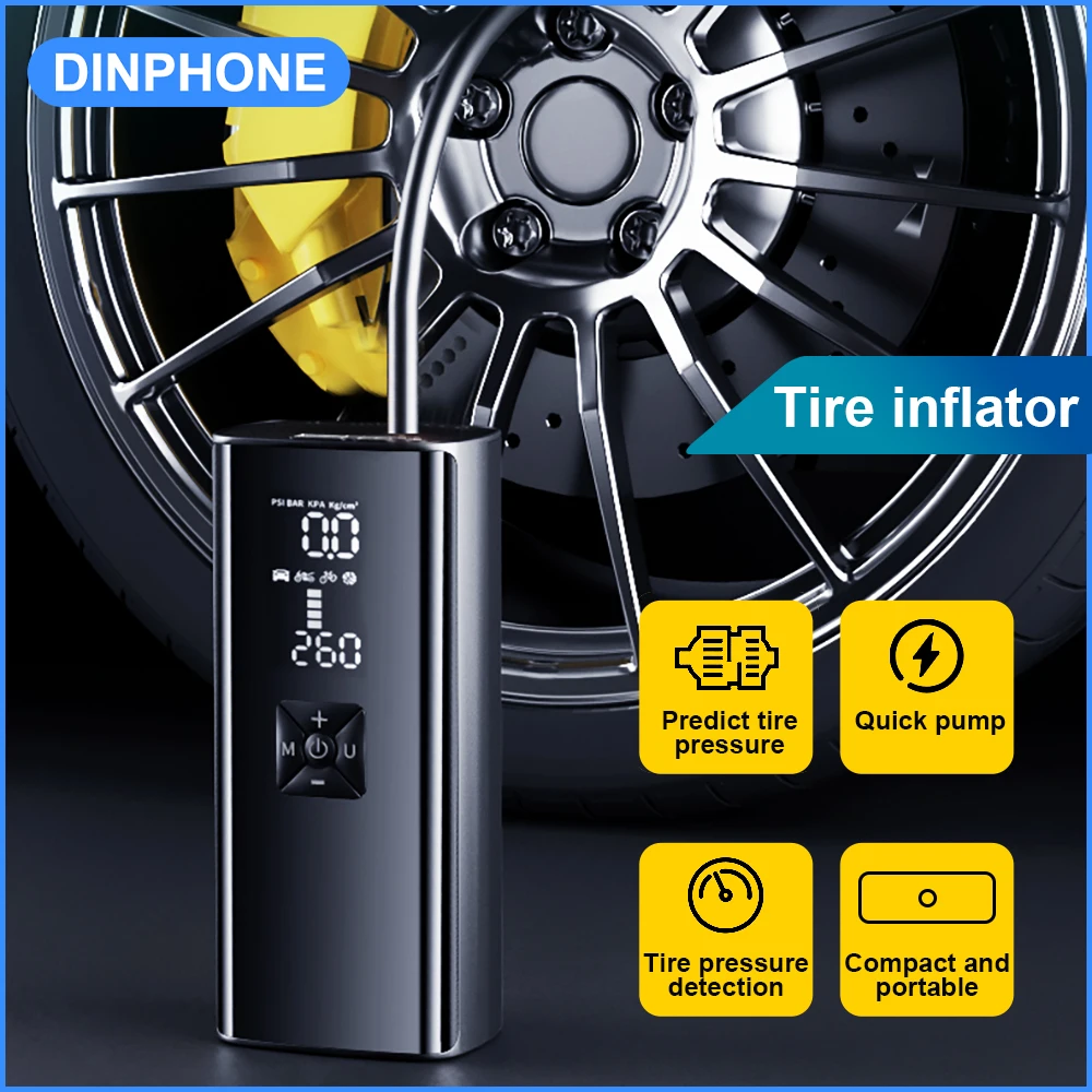 

DINPHONE Car Air Compressor Portable Auto ​Inflatable Pump For Car Motorcycle Bicycle Tyre Digital Inflator Electric Air Pump