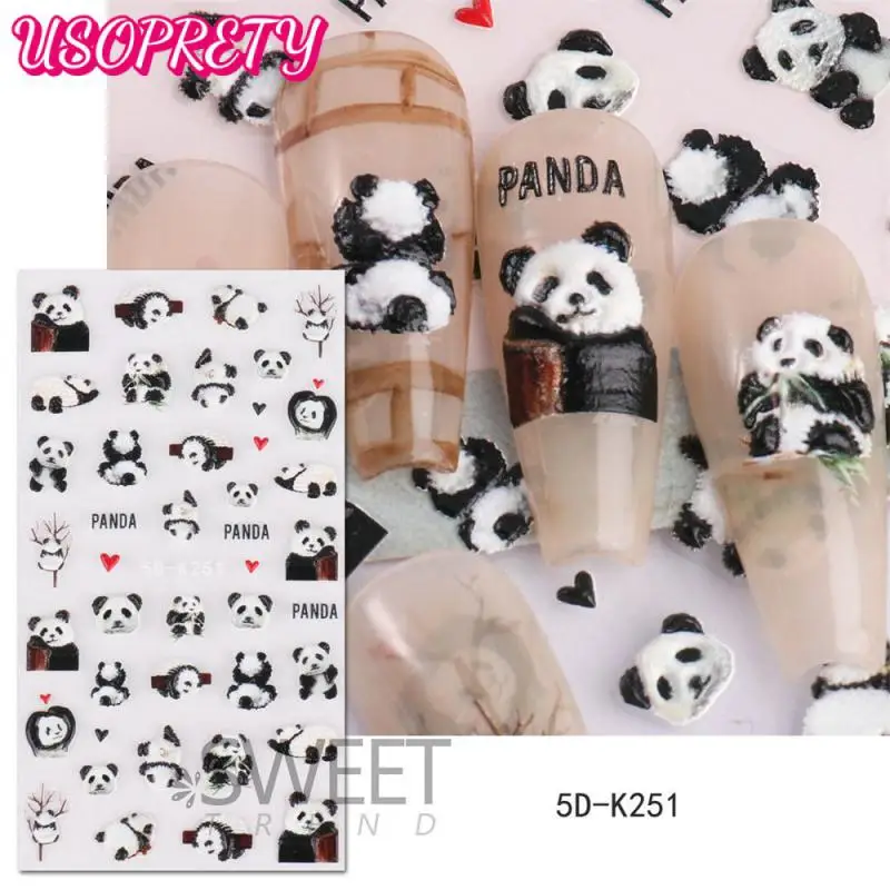 

5g Panda Animal Stickers 10.5*6cm Sticker Bamboo Panda Stickers Nail Stickers High Quality Nail Accessories Embossed Stickers