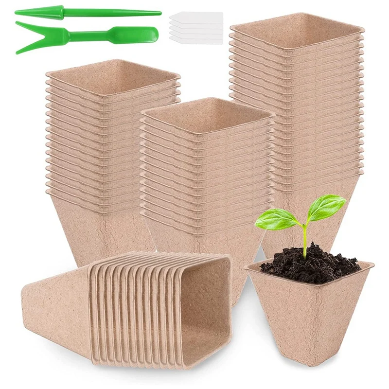 

Pack of 100 Degradable Plant Pots, 8 cm Peat Pots, Organic Growing Pots, Suitable for Flowers, Herbs, Fruit