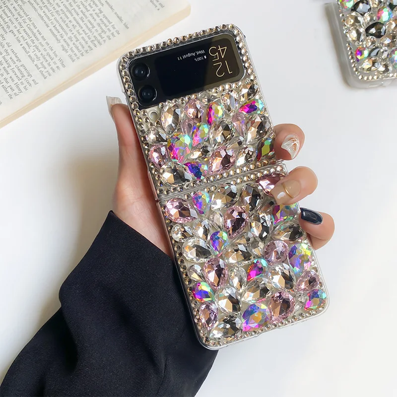 

Прозрачные чехлы-книжки для Galaxy Z Flip 3, красочный чехол-книжка со стразами для Samsung Galaxy z flip 3 Z Fold3 2, чехол со стразами