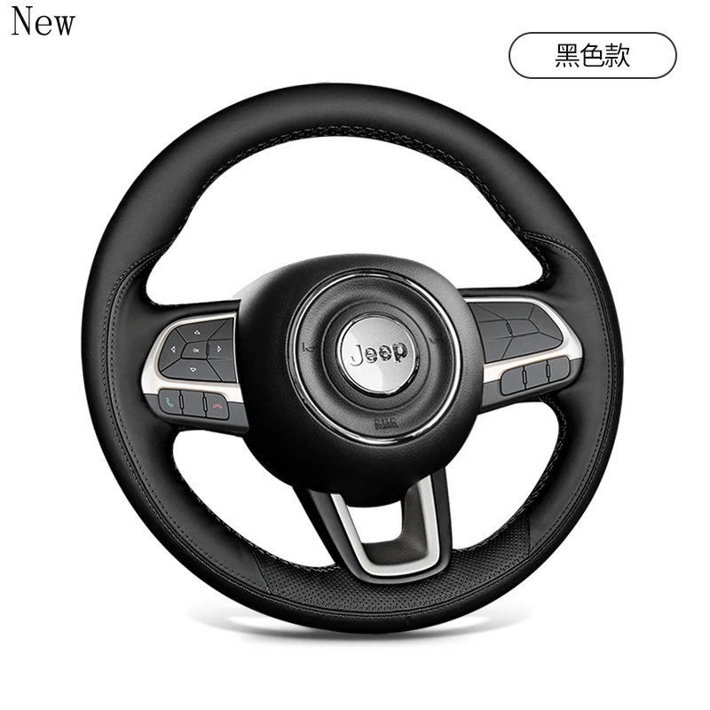 

For Jeep Compass Cherokee Commander Renegade DIY Hand-Stitched Leather Car Steering Wheel Cover Interior Car Accessories