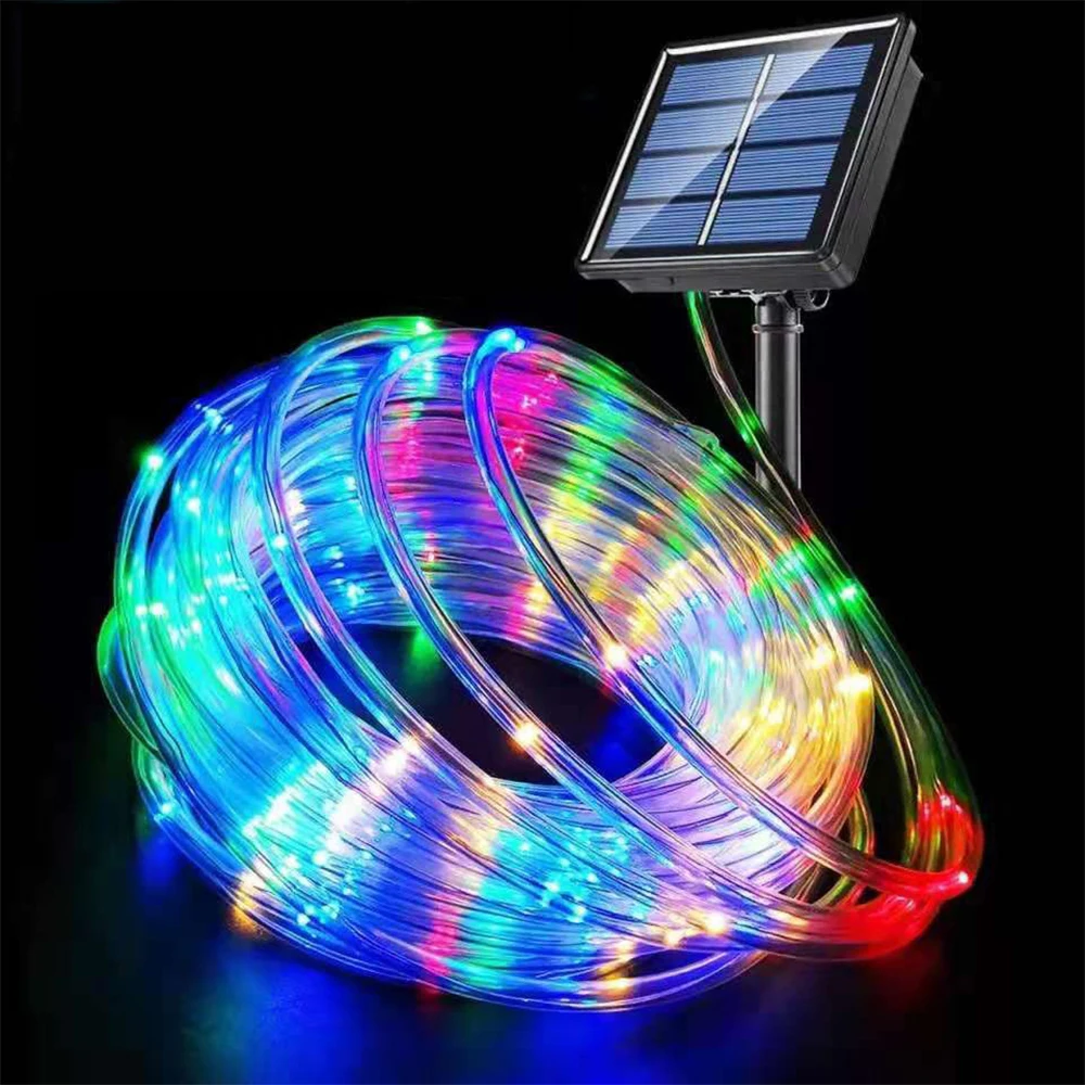 

200 LEDs Solar Powered Rope Tube String Lights Outdoor Waterproof Fairy Lights Garden Garland for Christmas Yard Decoration