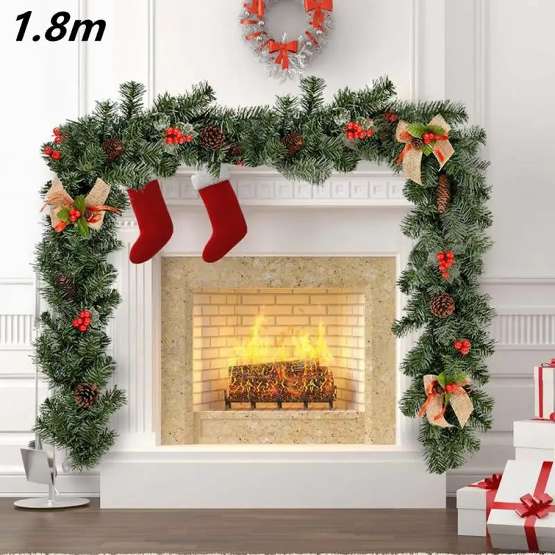 

Рождественская гирлянда, украшение для двери, фотоэлемент с бантом, сосновые конусы, красные ягоды для рождественской елки, украшения, това...