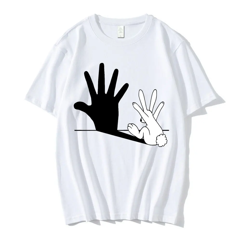 

Funny Rabbit Hand Shadow Print T-shirt Summer Casual Fashion T-shirts Men Women T Shirt Oversized Unisex Short Sleeves T Shirts