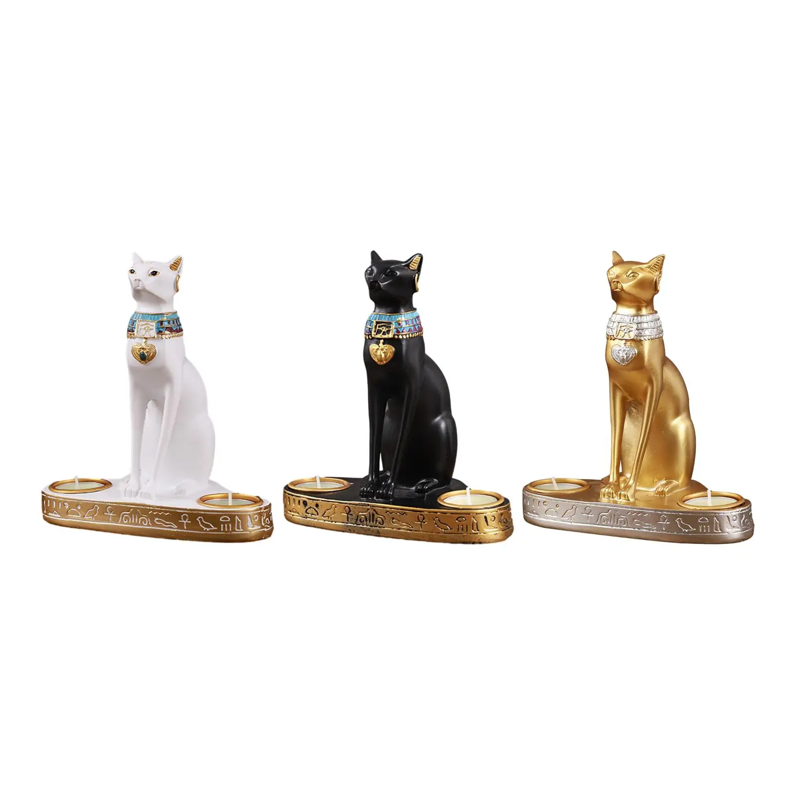 

Cat Sculpture Candle Stand Resin Tea Light Holder Cat Figurine Candleholder for Candelabra Farmhouse Fireplace Anniversary Home